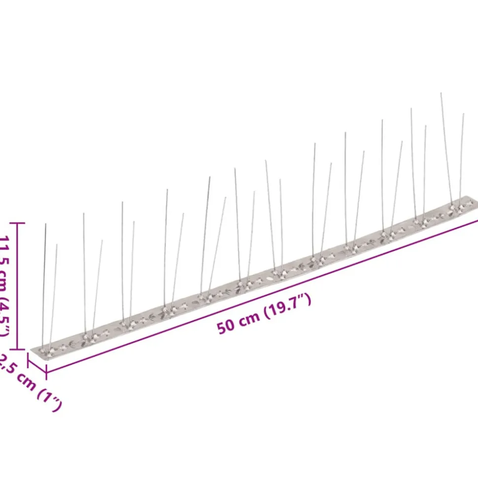 VIDAXL - Ensemble de 6 pointes à 2 rangées contre oiseaux inox 3 m
