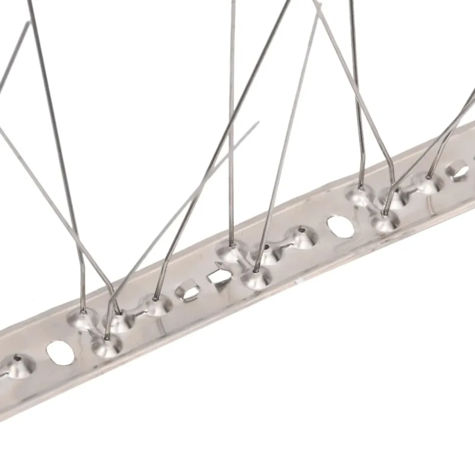 VIDAXL - Ensemble de 6 pointes à 5 rangées contre oiseaux inox 3 m