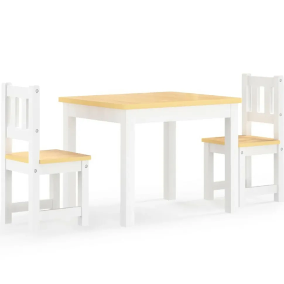 VIDAXL - Ensemble de table et chaises pour enfants 3 pcs blanc et beige