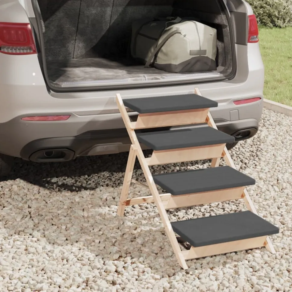 VIDAXL - Escalier pour chiens gris 105x47 cm bois de sapin solide