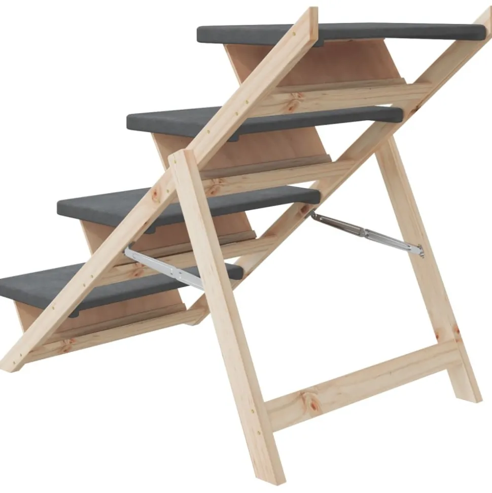 VIDAXL - Escalier pour chiens gris 105x47 cm bois de sapin solide