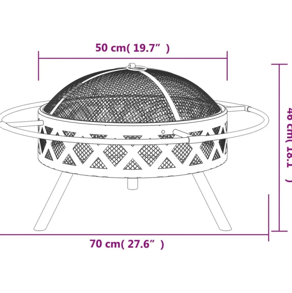 VIDAXL - Foyer avec tisonnier 70 cm xxl acier