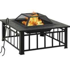VIDAXL - Foyer avec tisonnier 79x79x46,5 cm xxl acier