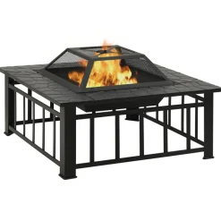 VIDAXL - Foyer avec tisonnier 79x79x46,5 cm xxl acier