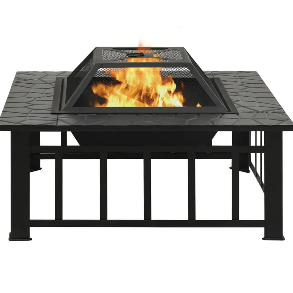 VIDAXL - Foyer avec tisonnier 79x79x46,5 cm xxl acier