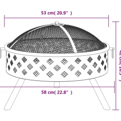 VIDAXL - Foyer avec tisonnier 58 cm xxl acier