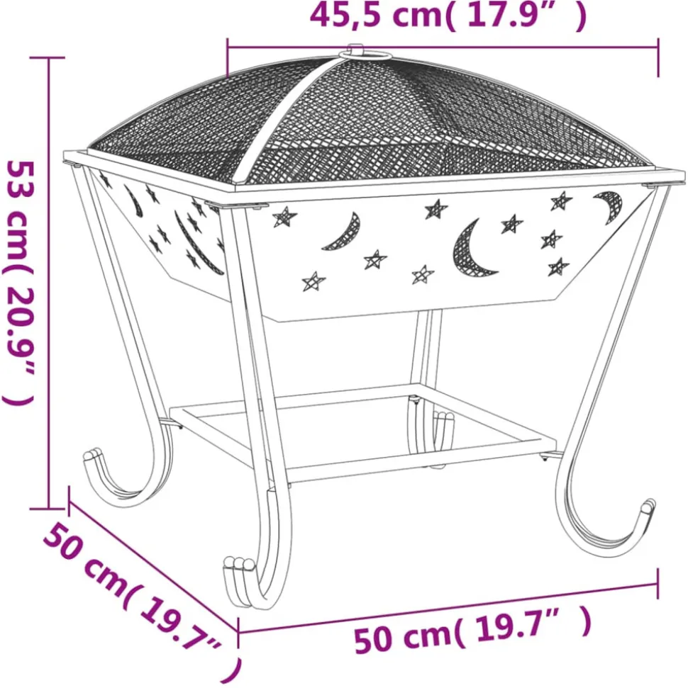 VIDAXL - Foyer avec tisonnier 50 cm xxl acier
