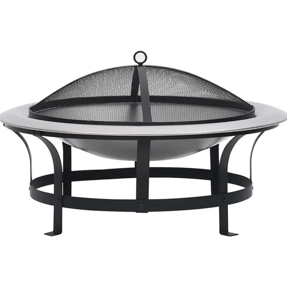 VIDAXL - Foyer extérieur avec gril en acier inoxydable 76 cm