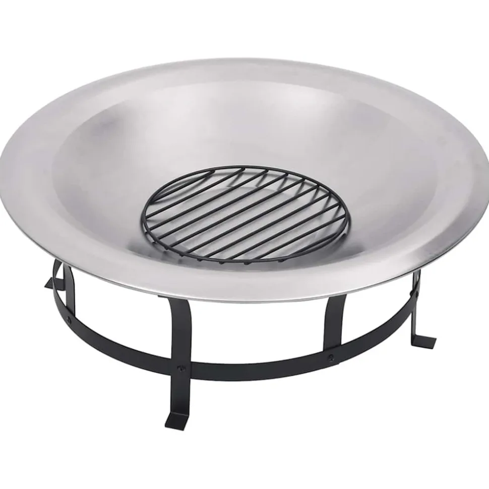 VIDAXL - Foyer extérieur avec gril en acier inoxydable 76 cm