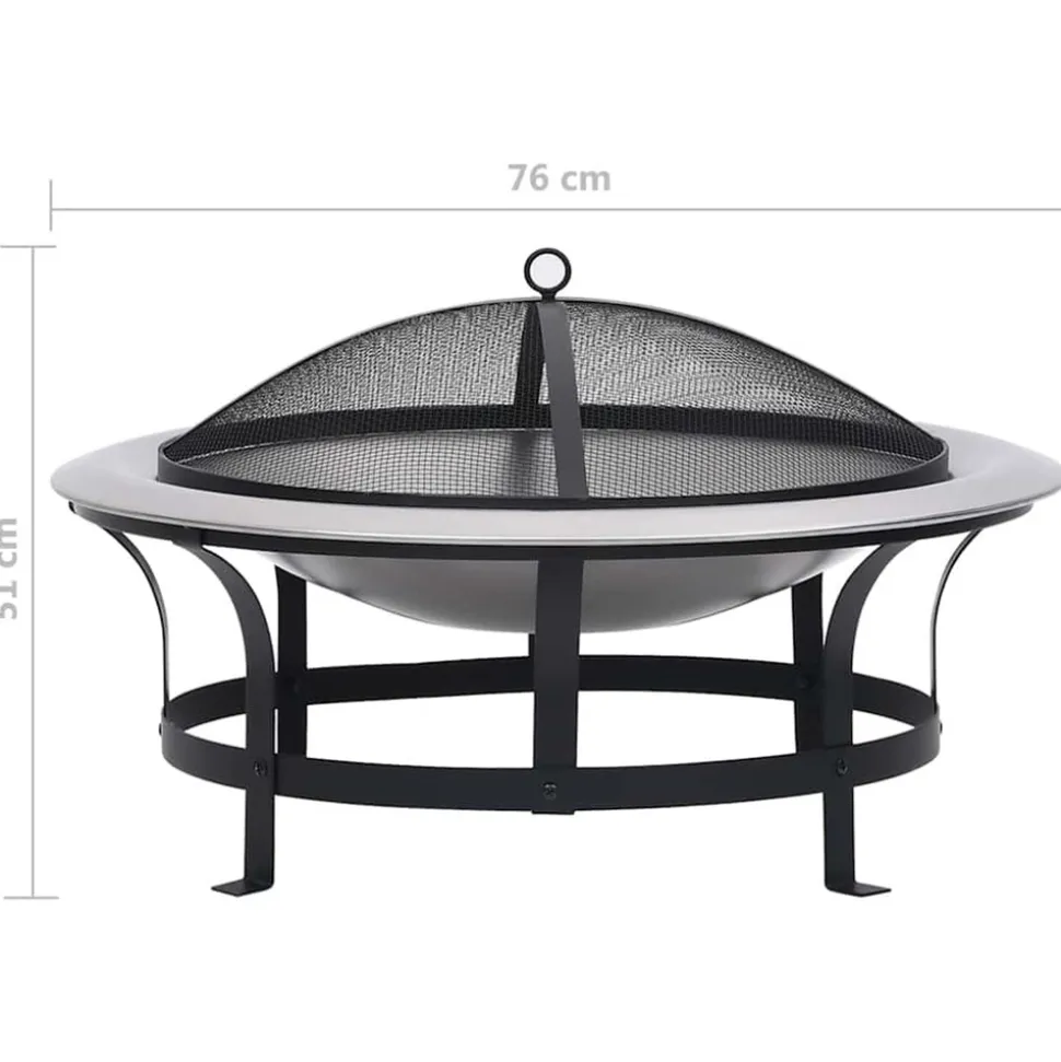 VIDAXL - Foyer extérieur avec gril en acier inoxydable 76 cm