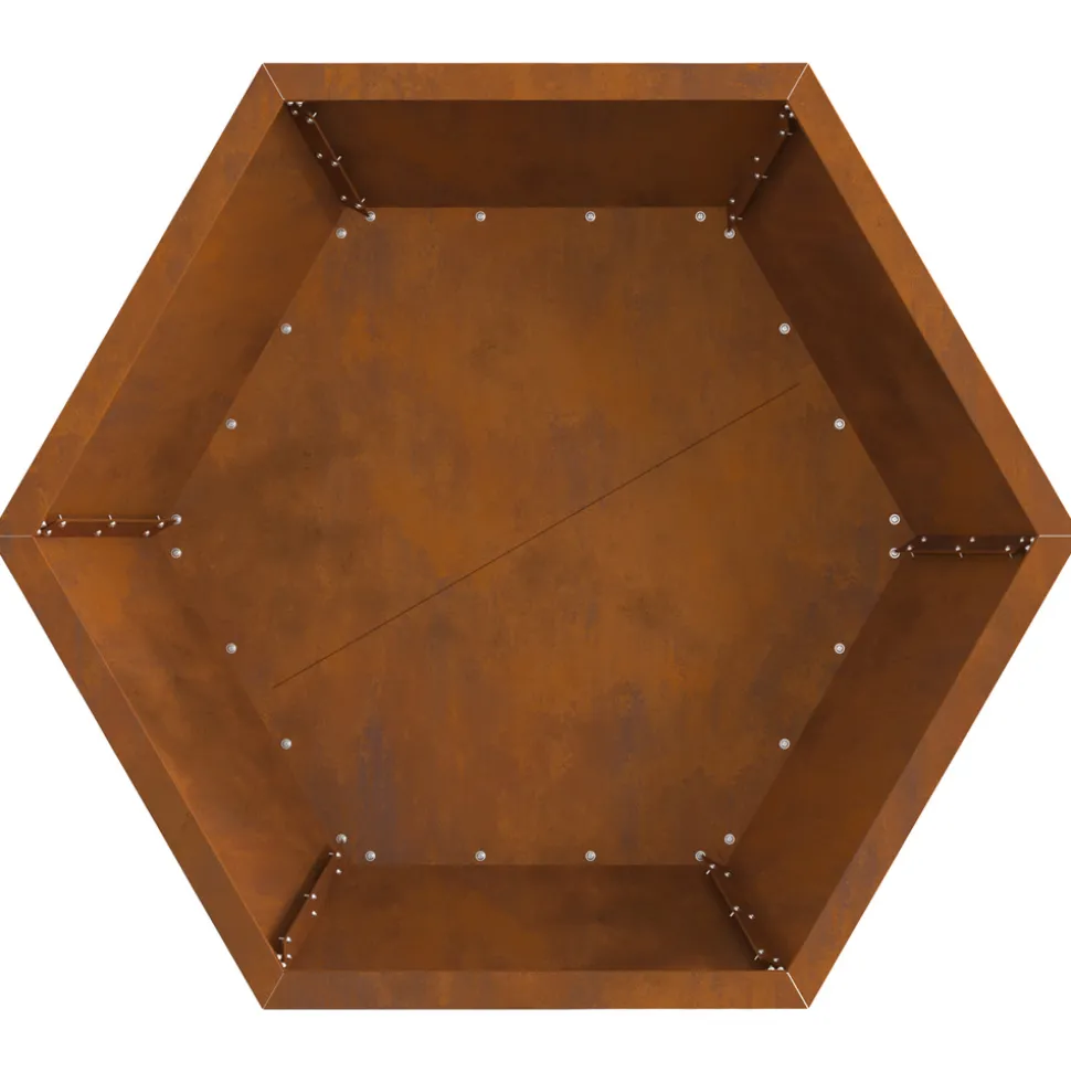 VIDAXL - Foyer hexagonal 75x75x28 cm acier weathering