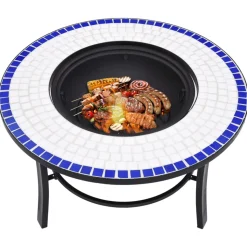 VIDAXL - Foyer mosaïque bleu et blanc 68 cm céramique