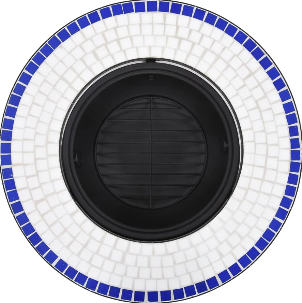 VIDAXL - Foyer mosaïque bleu et blanc 68 cm céramique