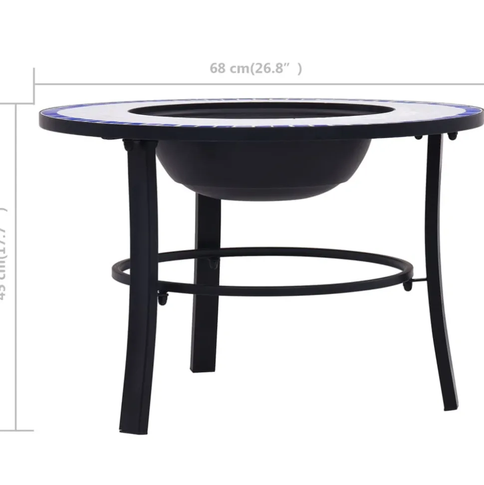 VIDAXL - Foyer mosaïque bleu et blanc 68 cm céramique