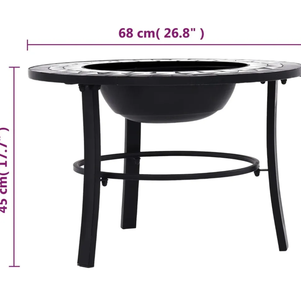 VIDAXL - Foyer mosaïque noir et blanc 68 cm céramique