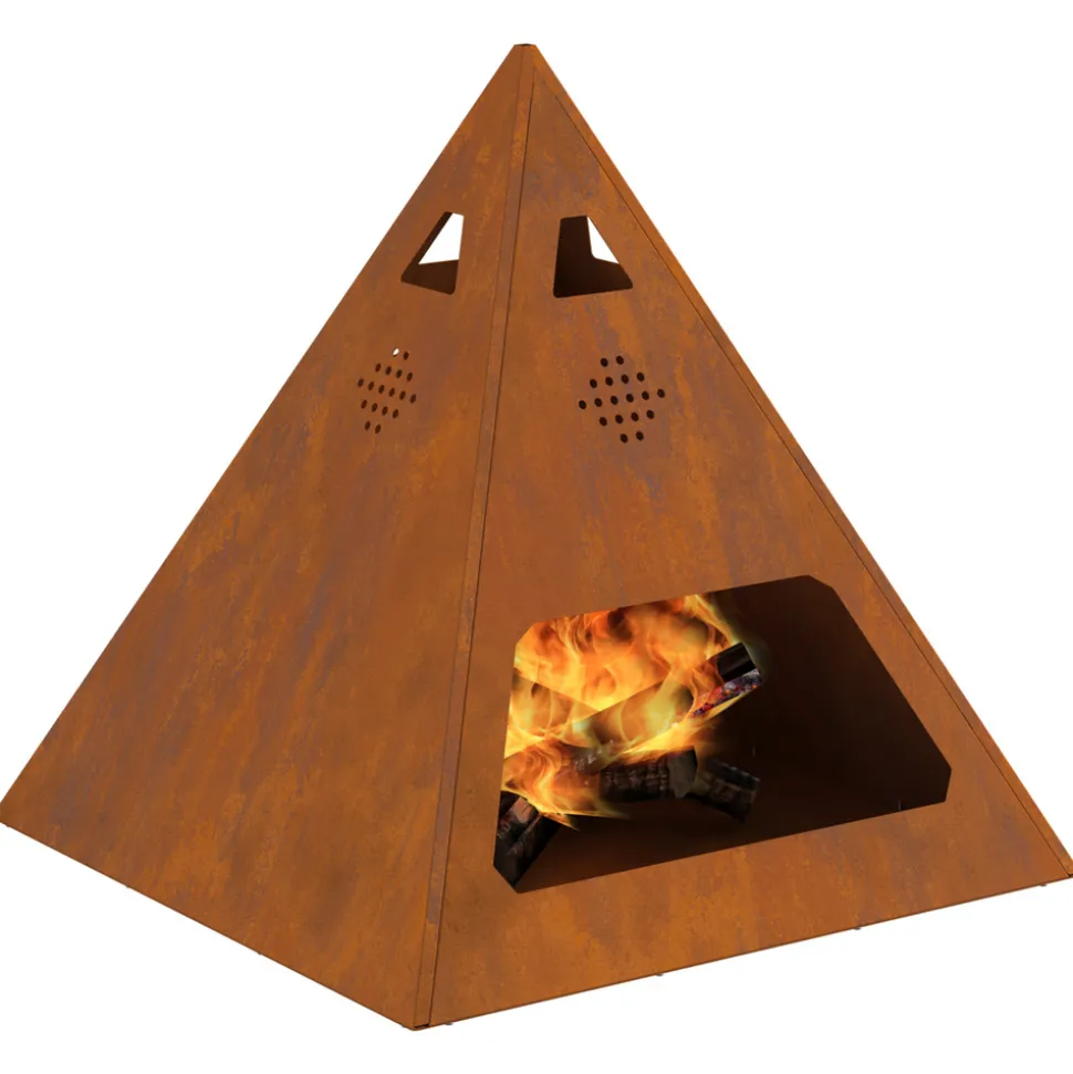 VIDAXL - Foyer pyramid 50x50x51 cm en acier résistant aux intempéries