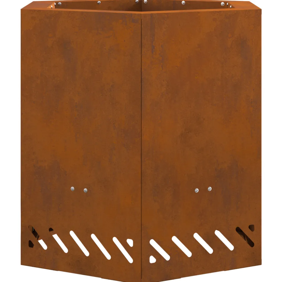 VIDAXL - Foyer sans fumée hexagonal 48x48x51 cm acier résistant aux intempéries
