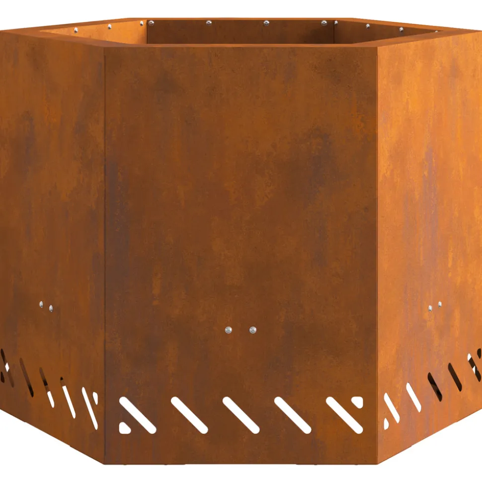 VIDAXL - Foyer sans fumée hexagonal 58x58x51 cm en acier résistant aux intempéries
