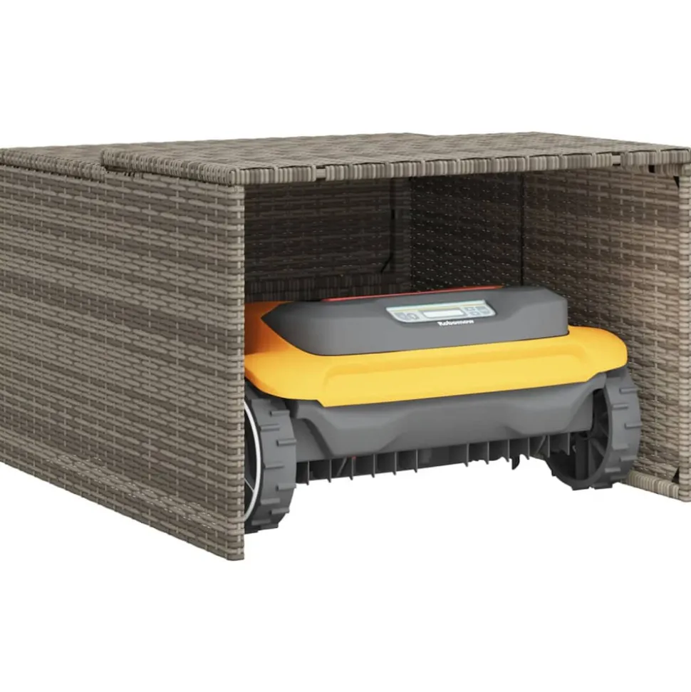 VIDAXL - Garage pour robot tondeuse gris 86x90x52/57 cm résine tressée