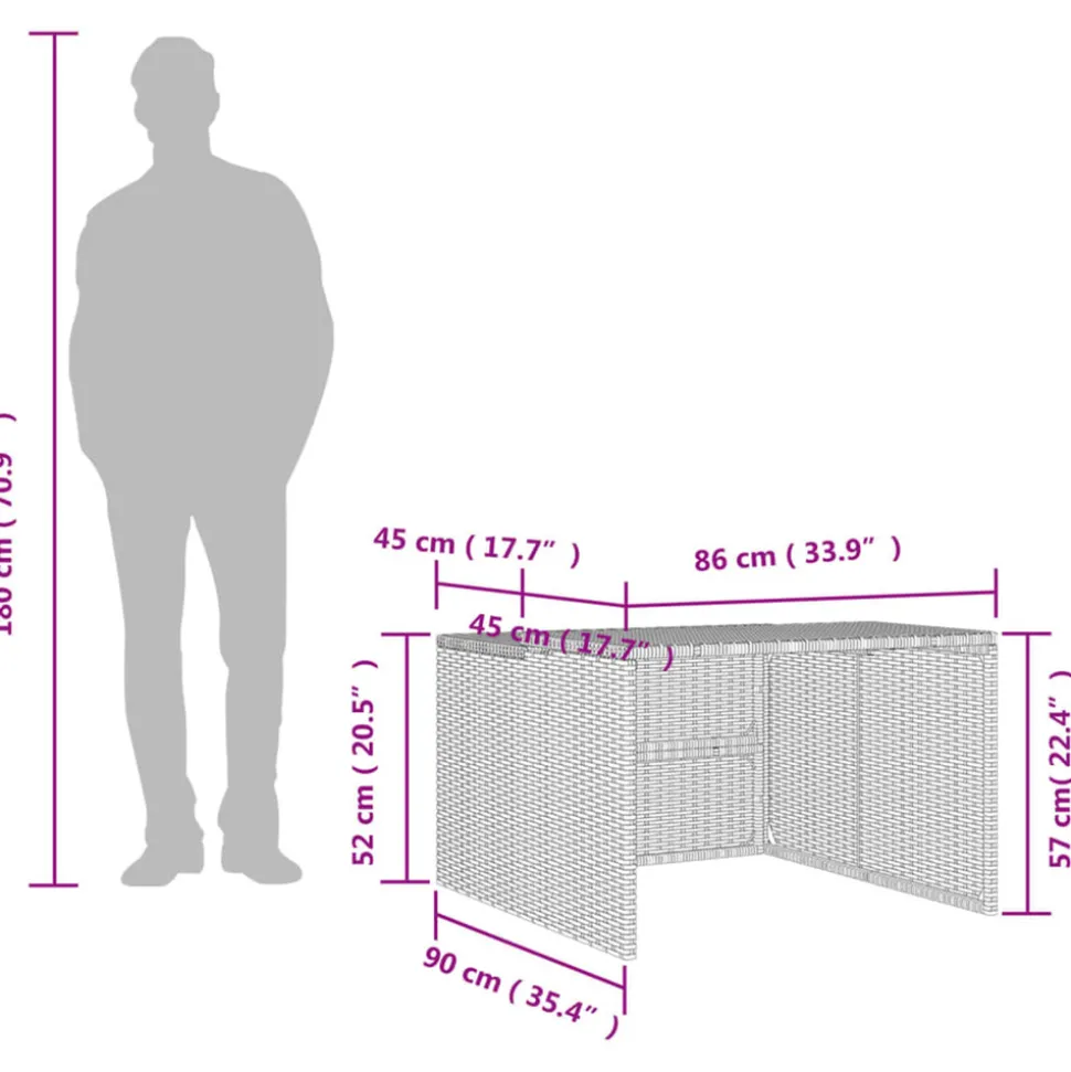 VIDAXL - Garage pour robot tondeuse gris 86x90x52/57 cm résine tressée