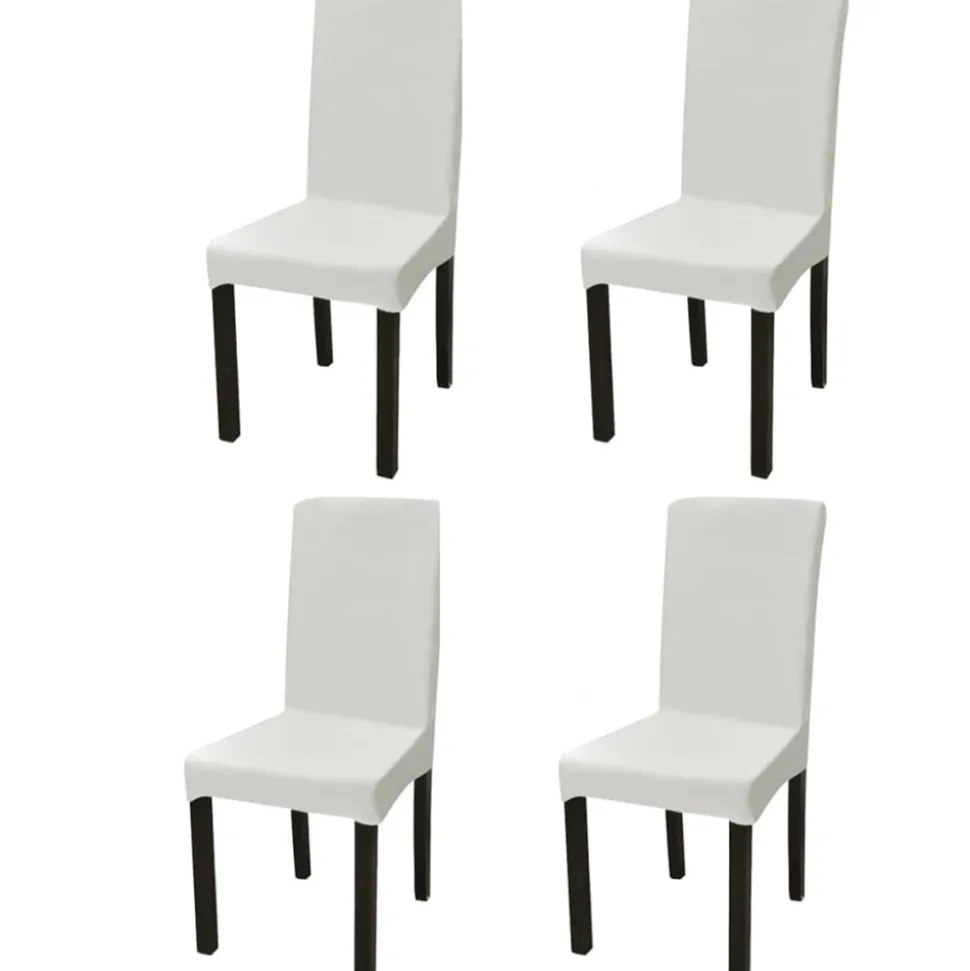 VIDAXL - Housse de chaise droite extensible 4 pcs crème