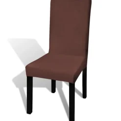 VIDAXL - Housse de chaise droite extensible 4 pcs marron