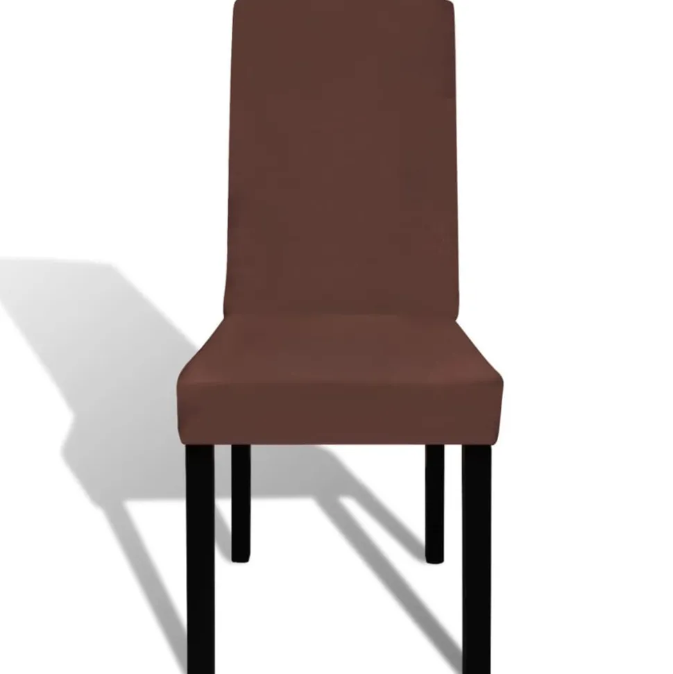 VIDAXL - Housse de chaise droite extensible 4 pcs marron