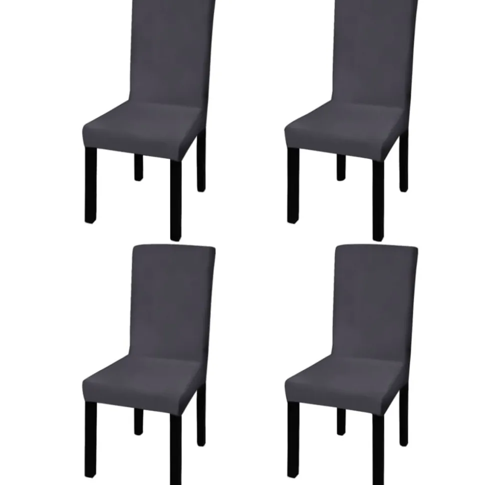 VIDAXL - Housse de chaise droite extensible 4 pcs anthracite