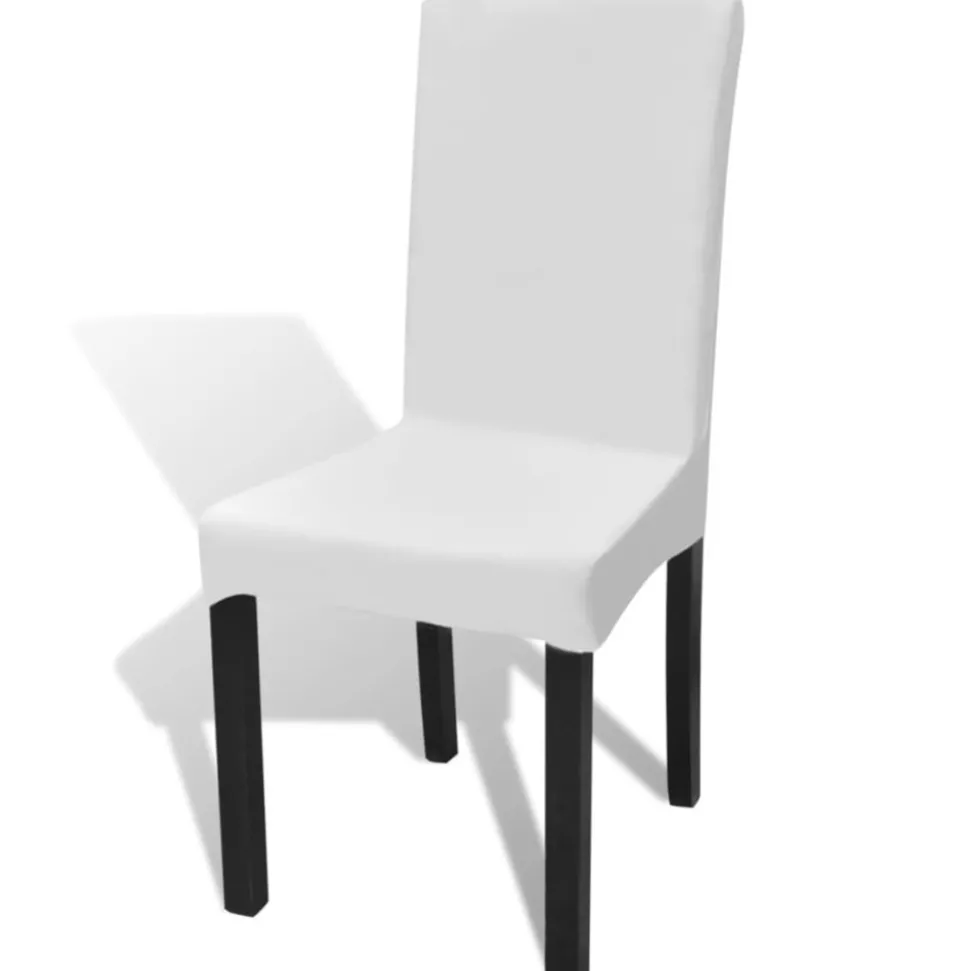 VIDAXL - Housse de chaise droite extensible 4 pcs blanc