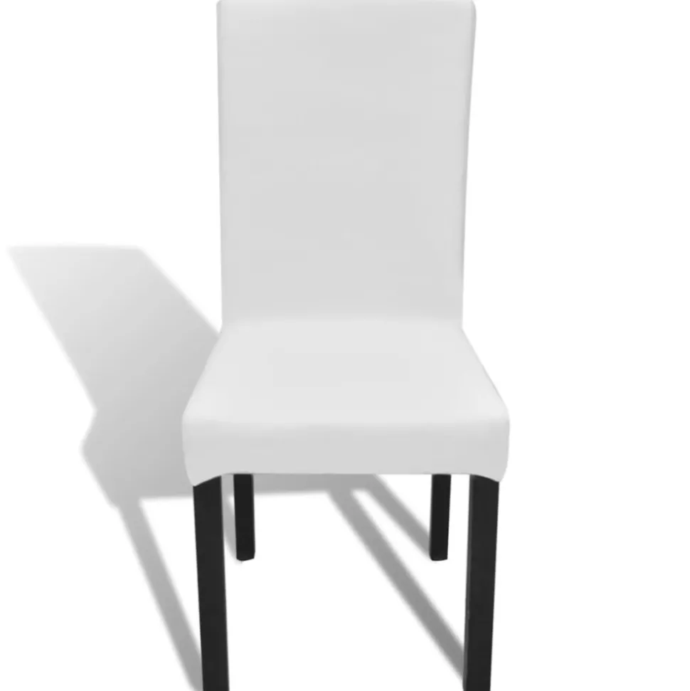 VIDAXL - Housse de chaise droite extensible 4 pcs blanc