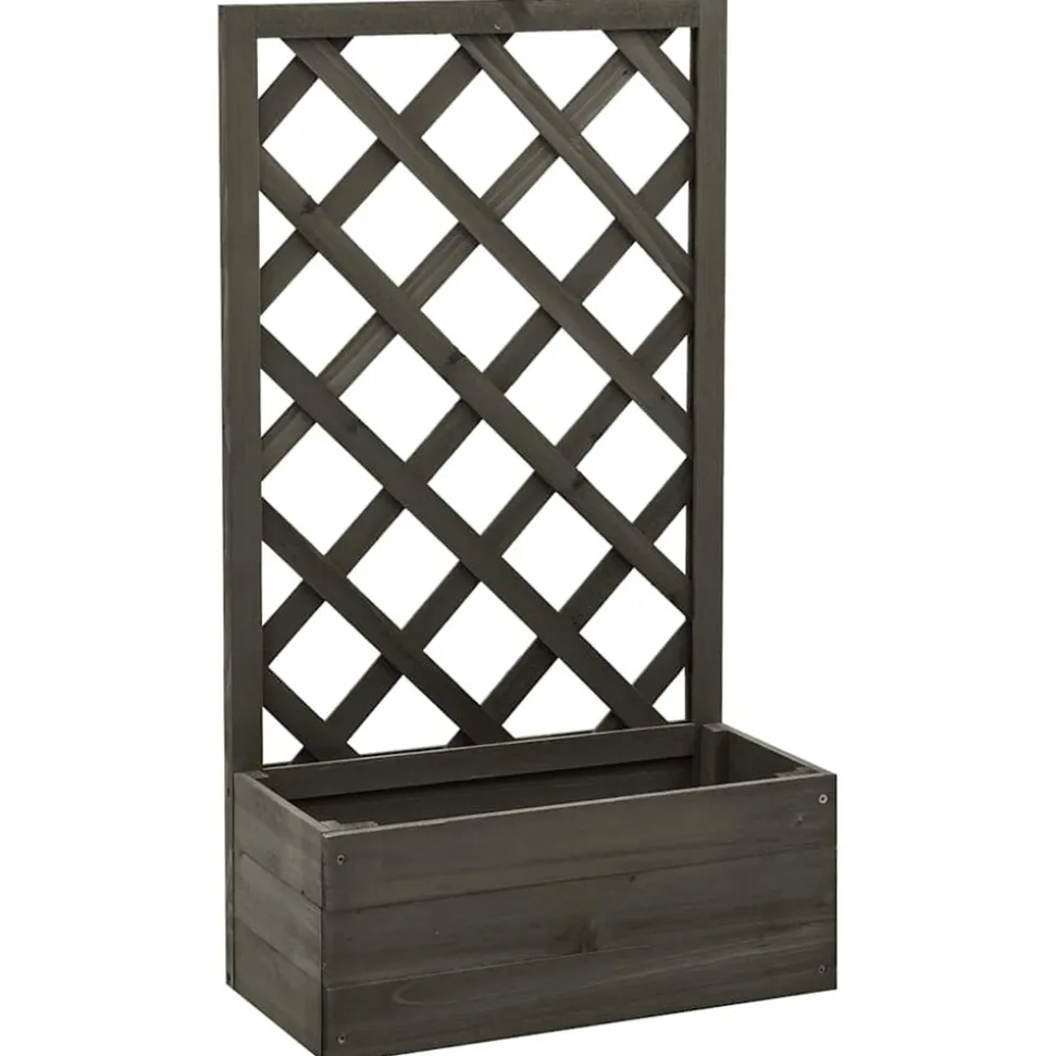 VIDAXL - Jardinière à treillis de jardin gris 50x25x90 cm bois de sapin