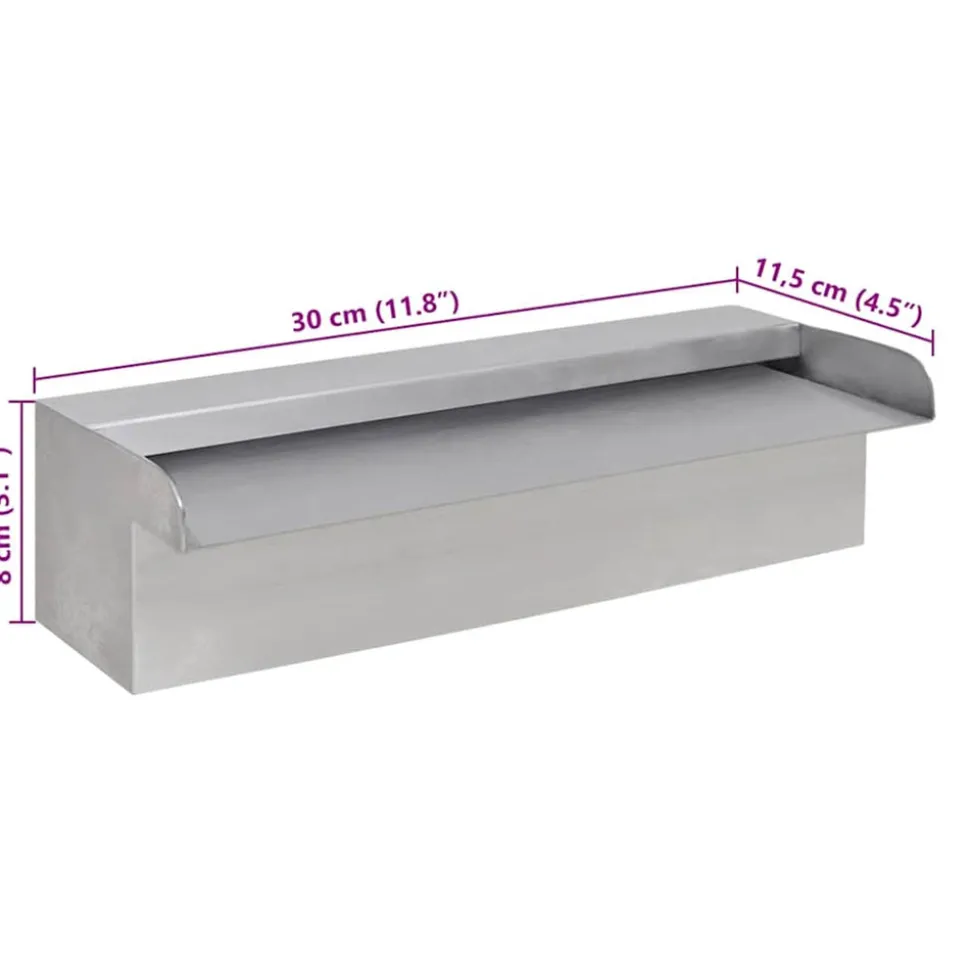 VIDAXL - Lame d'eau rectangulaire 30 cm acier inoxydable pour piscine