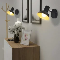 VIDAXL - Lampe murale 2 pcs pour 2 ampoules e27 noir et doré