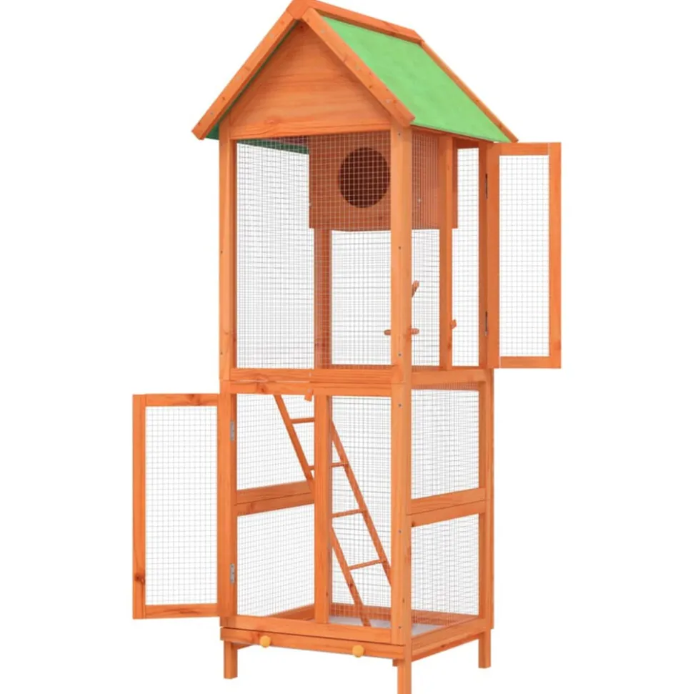 VIDAXL - Maison à oiseaux marron 60x58,5x160 cm bois massif de pin