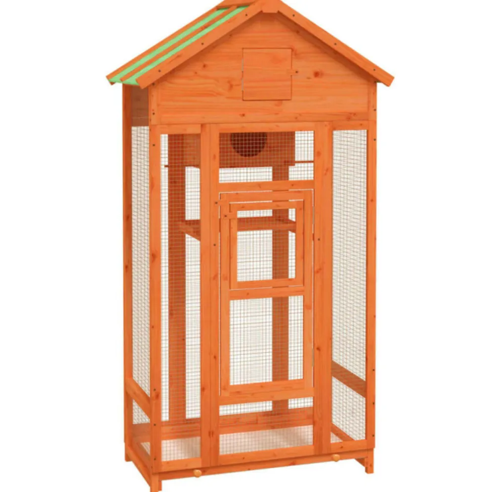 VIDAXL - Maison à oiseaux marron 91,5x53x170 cm bois massif de pin