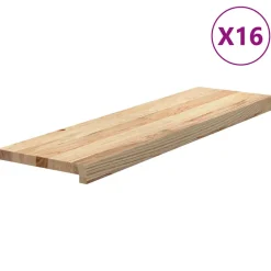 VIDAXL - Marches d'escalier 16pcs non traité 90x30x2cm bois chêne massif
