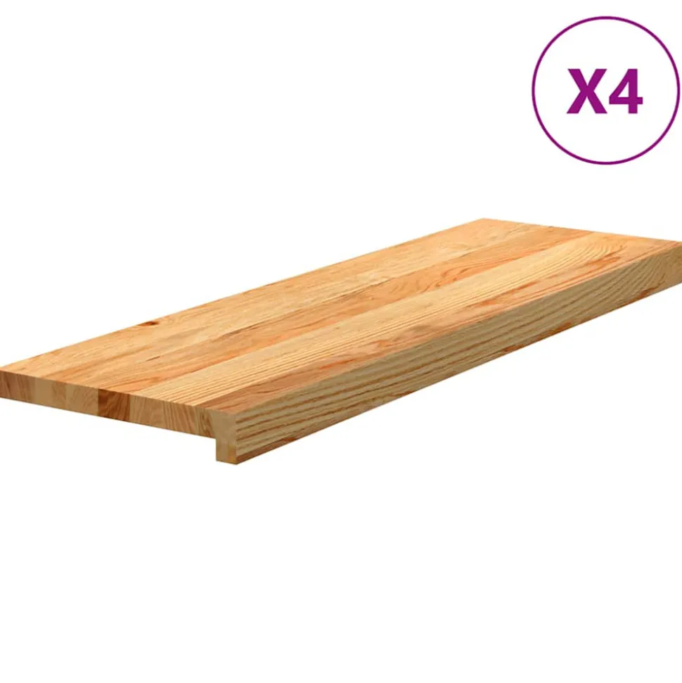 VIDAXL - Marches d'escalier 4 pcs marron clair 80x25x2 cm chêne massif