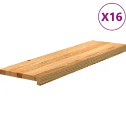 VIDAXL - Marches d'escalier 16 pcs marron clair 90x30x2 cm chêne massif