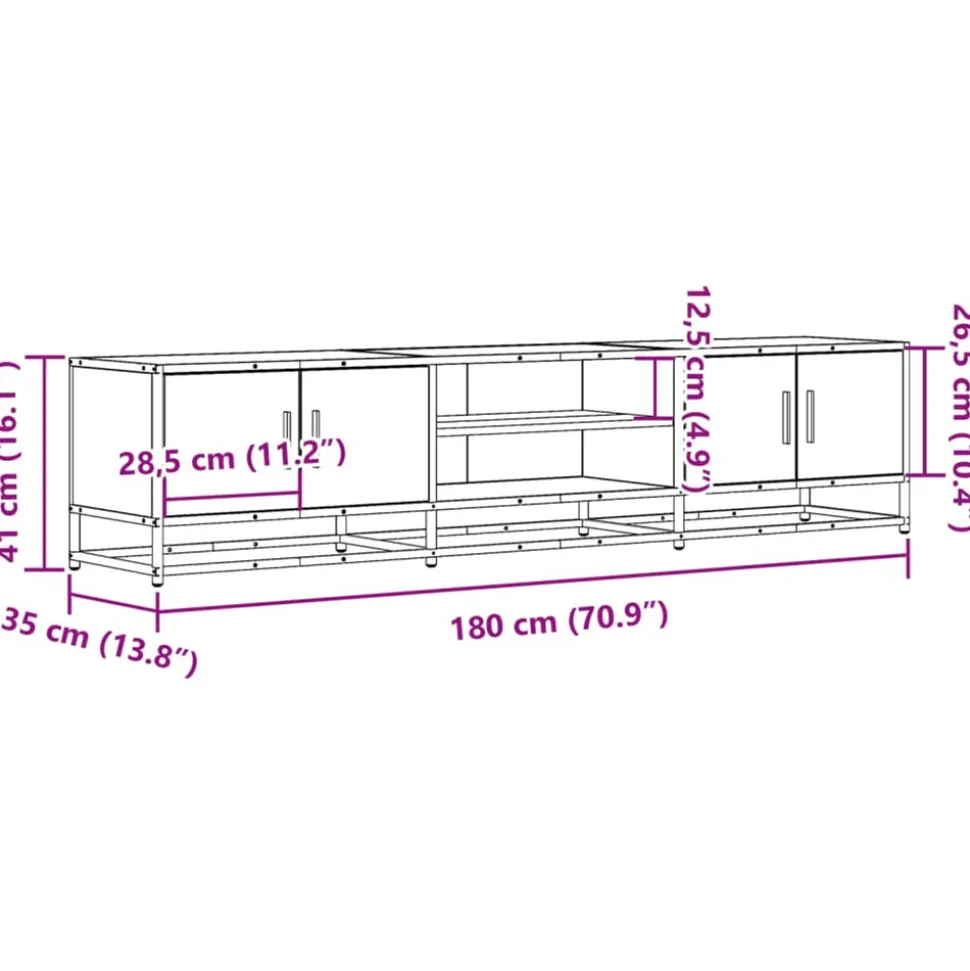 VIDAXL - Meuble tv chêne fumé 180x35x41 cm bois d'ingénierie