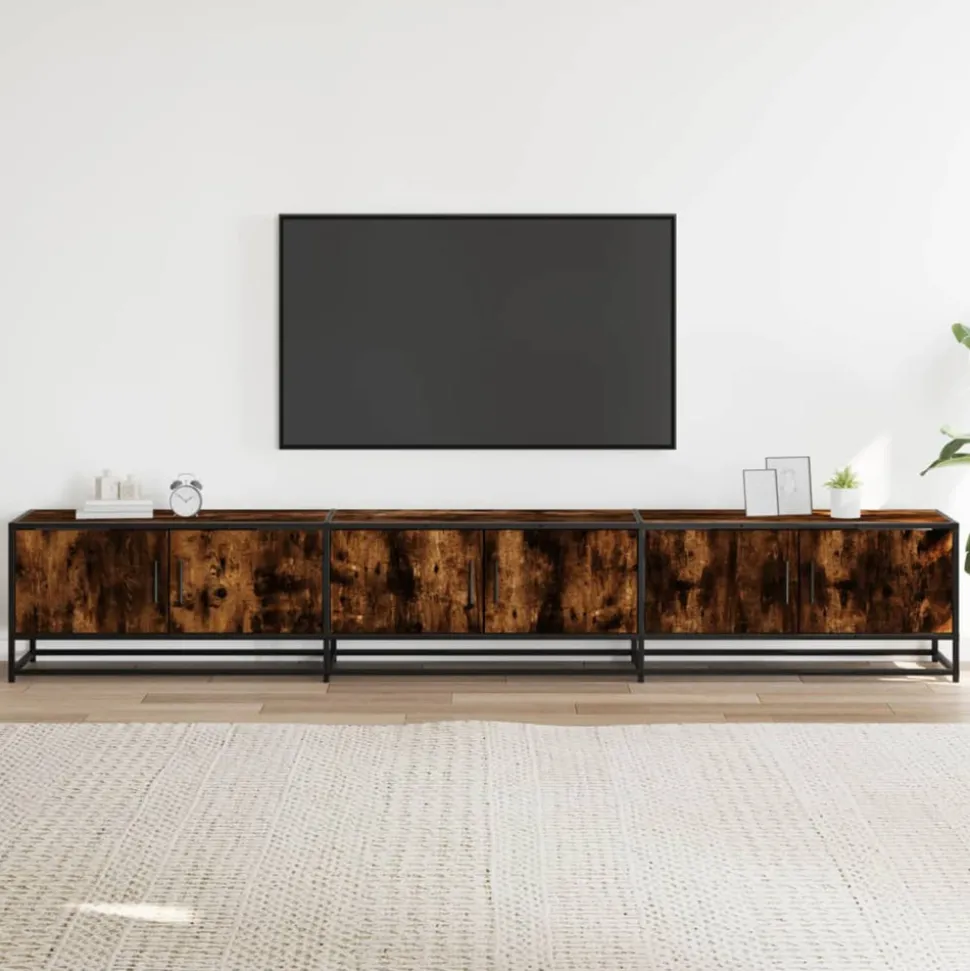 VIDAXL - Meuble tv chêne fumé 240x35x41 cm bois d'ingénierie