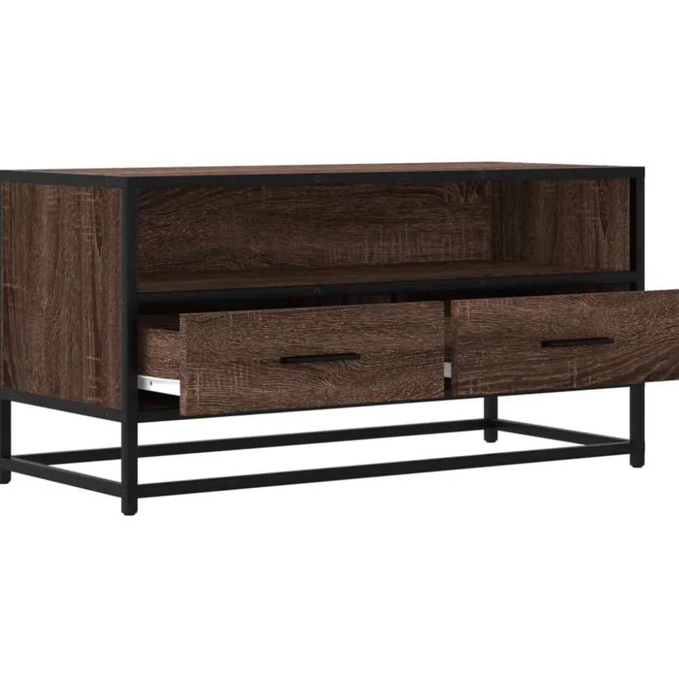 VIDAXL - Meuble tv chêne marron 80x34,5x40 cm bois d'ingénierie et métal