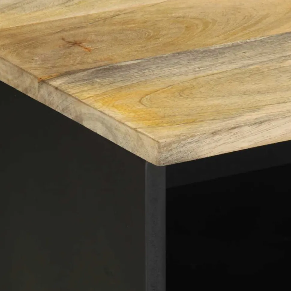 VIDAXL - Meuble tv noir 100x33,5x46 cm bois massif manguier brut