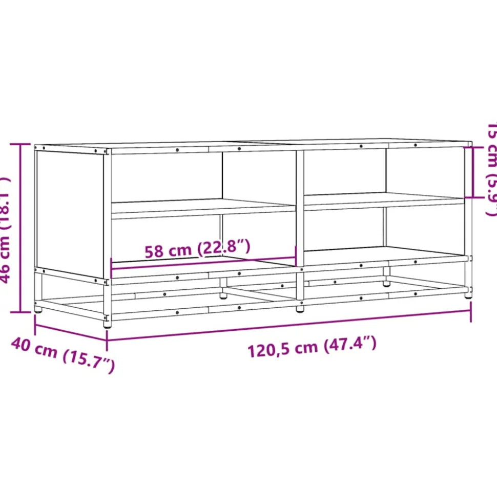 VIDAXL - Meuble tv noir 120,5x40x46 cm bois d'ingénierie et métal