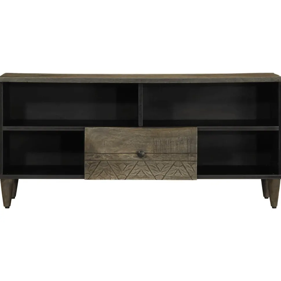 VIDAXL - Meuble tv noir 100x33x46 cm bois massif de manguier