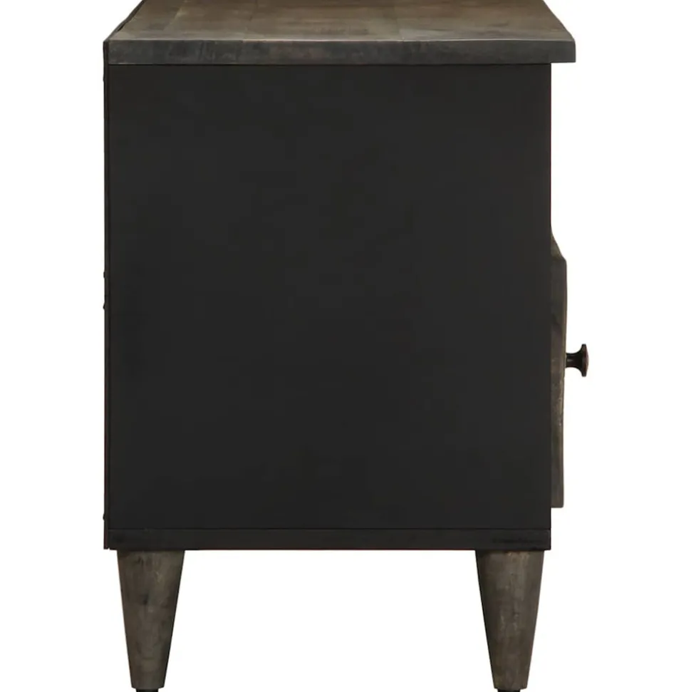 VIDAXL - Meuble tv noir 100x33x46 cm bois massif de manguier