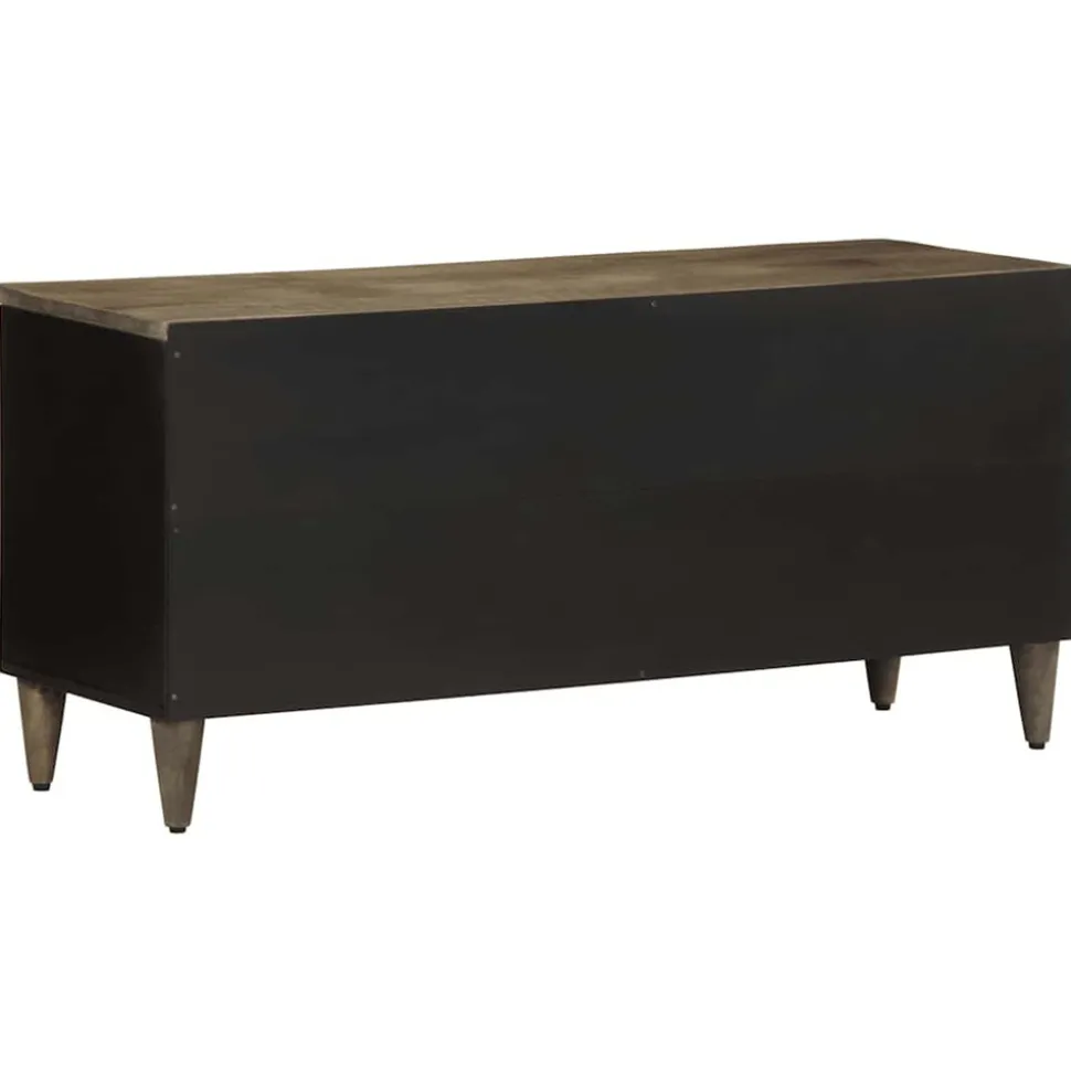 VIDAXL - Meuble tv noir 100x33x46 cm bois massif de manguier