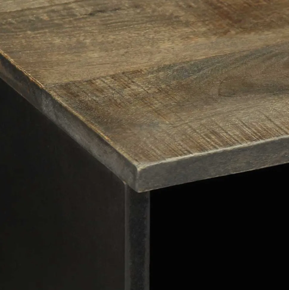 VIDAXL - Meuble tv noir 100x33x46 cm bois massif de manguier