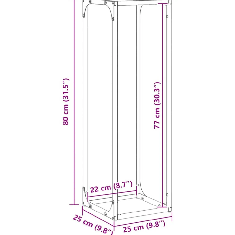 VIDAXL - Portant de bois chauffage anthracite 25x25x80 cm