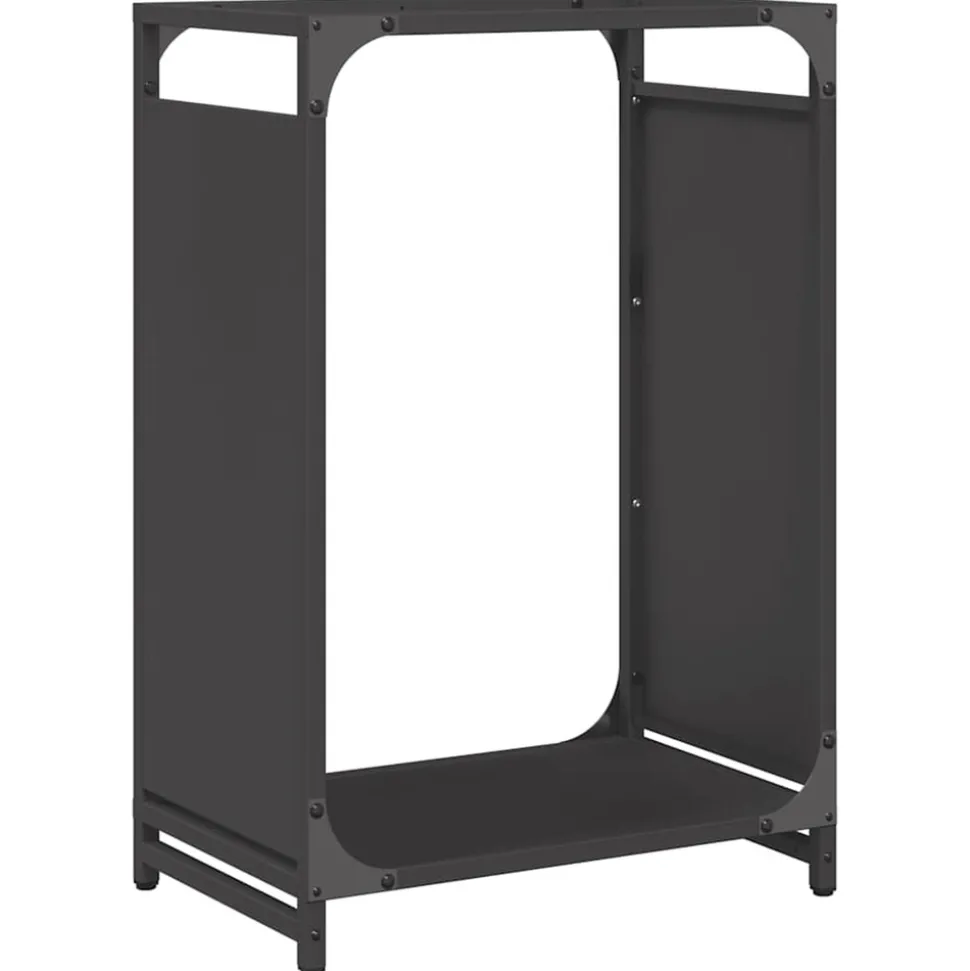 VIDAXL - Portant de bois chauffage noir 44x28x65 cm