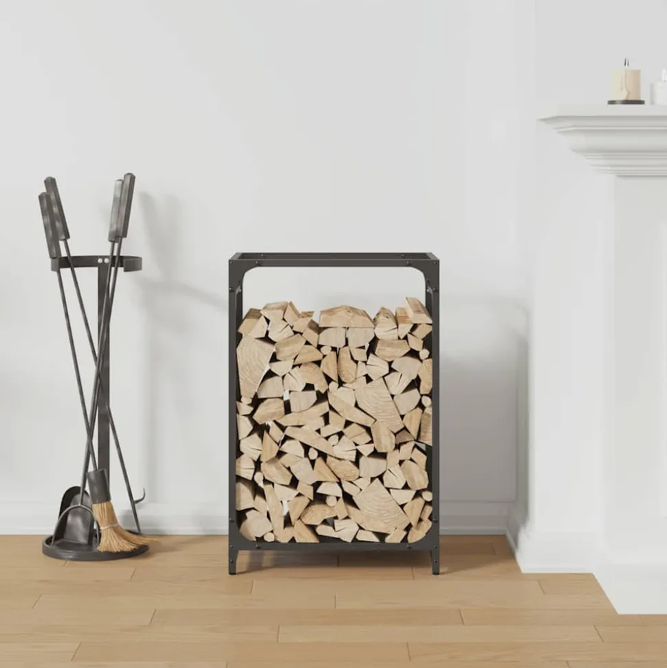 VIDAXL - Portant de bois chauffage noir 44x28x65 cm
